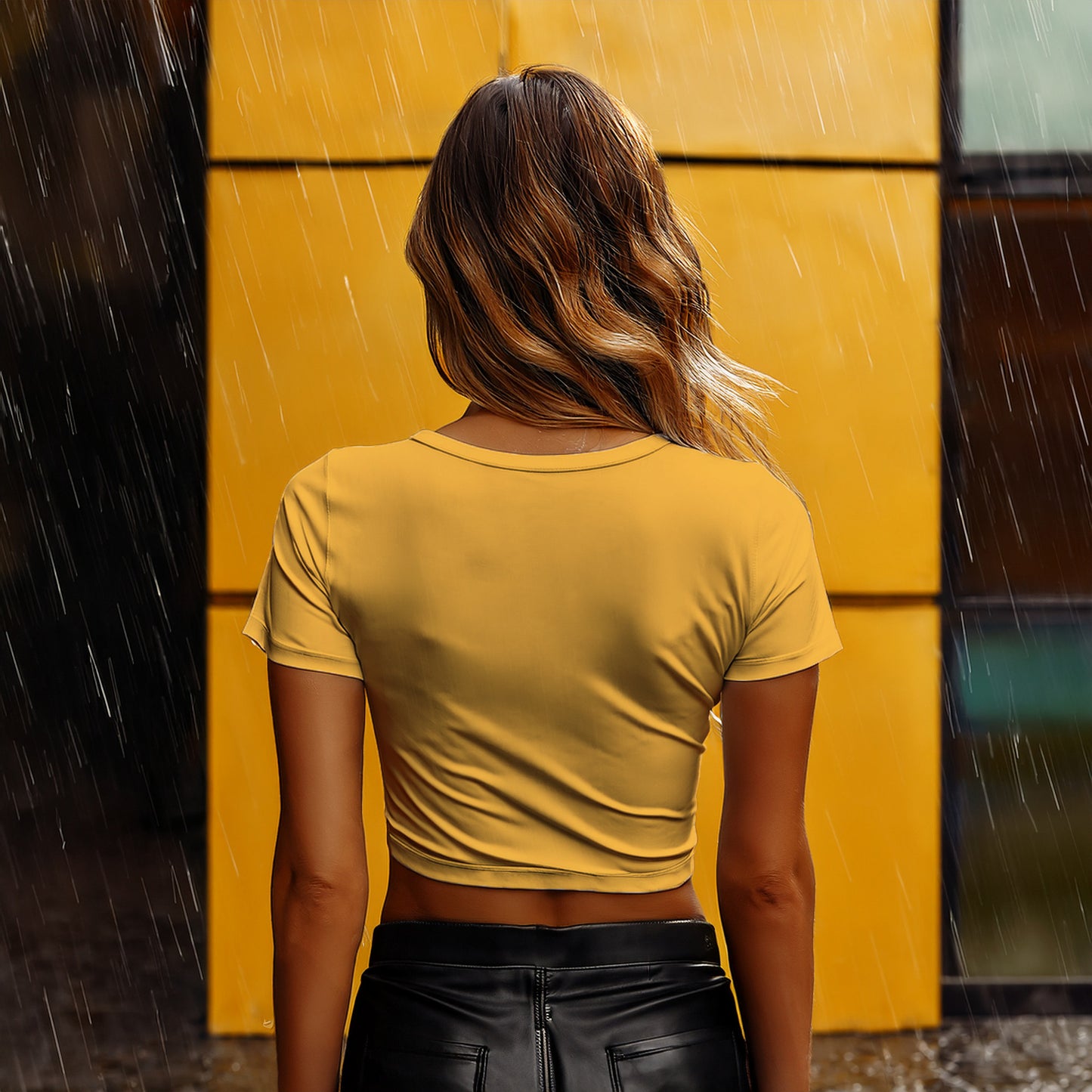 City Posters Plus 66 Number Women Crop Top (Golden Yellow)