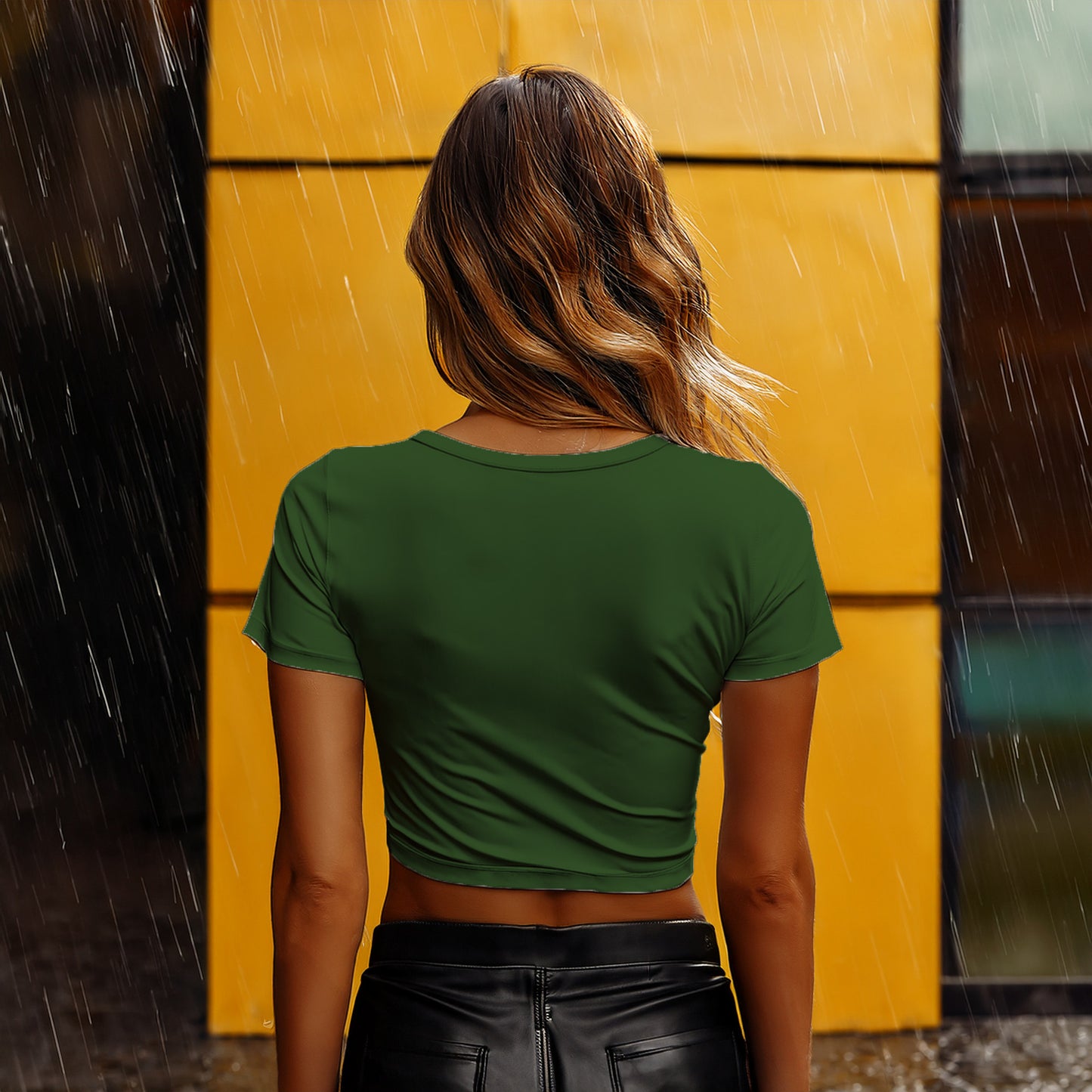 City Posters Plus 15 Number Women Crop Top (Olive Green)