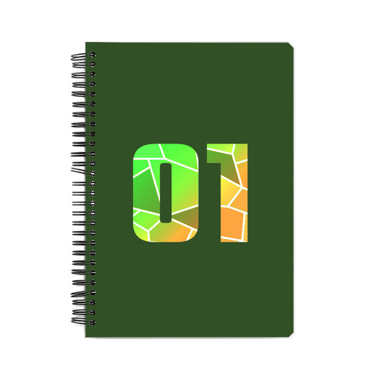 01 Number Notebook (Olive Green, A5 Size, 100 Pages, Ruled, 4 Pack)