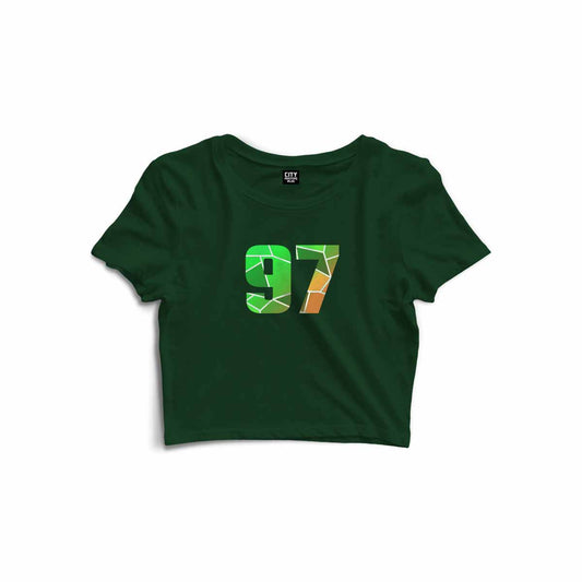 97 Number Women Crop Tops (Olive Green)
