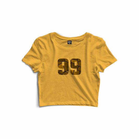 99 Number Women Crop Tops (Golden Yellow)