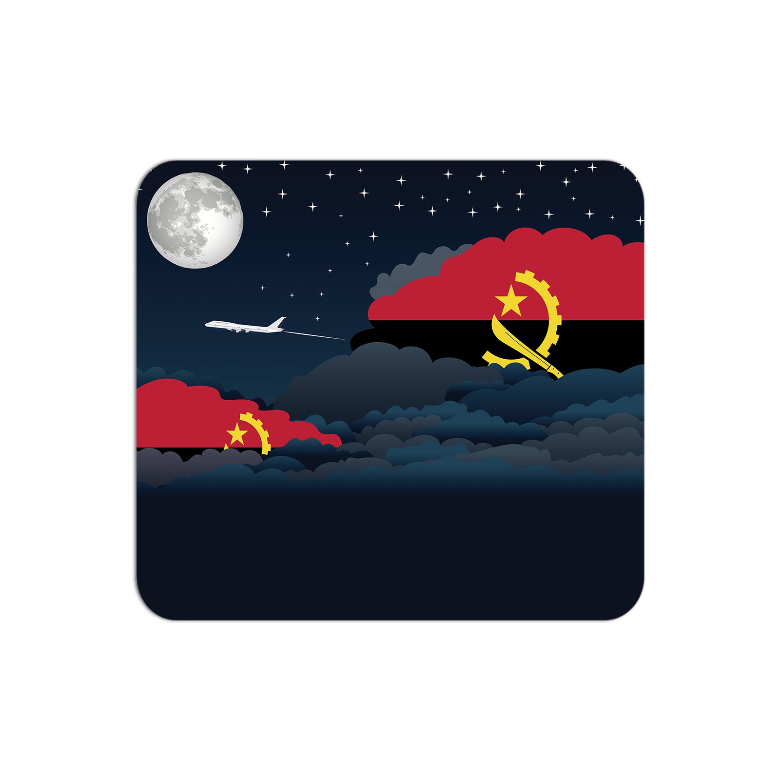 Angola Flag Night Clouds Mouse pad 