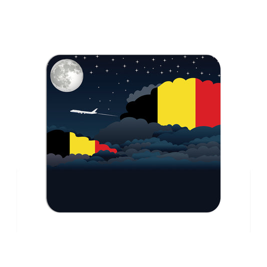 Belgium Flag Night Clouds Mouse pad 