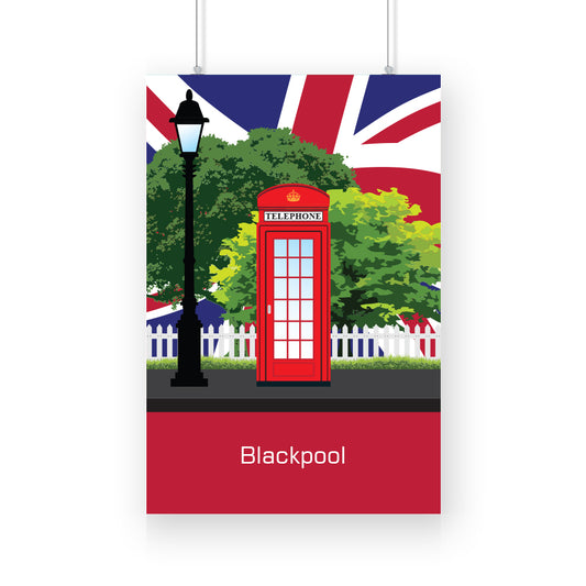 Blackpool Red Telephone Canvas Print Framed