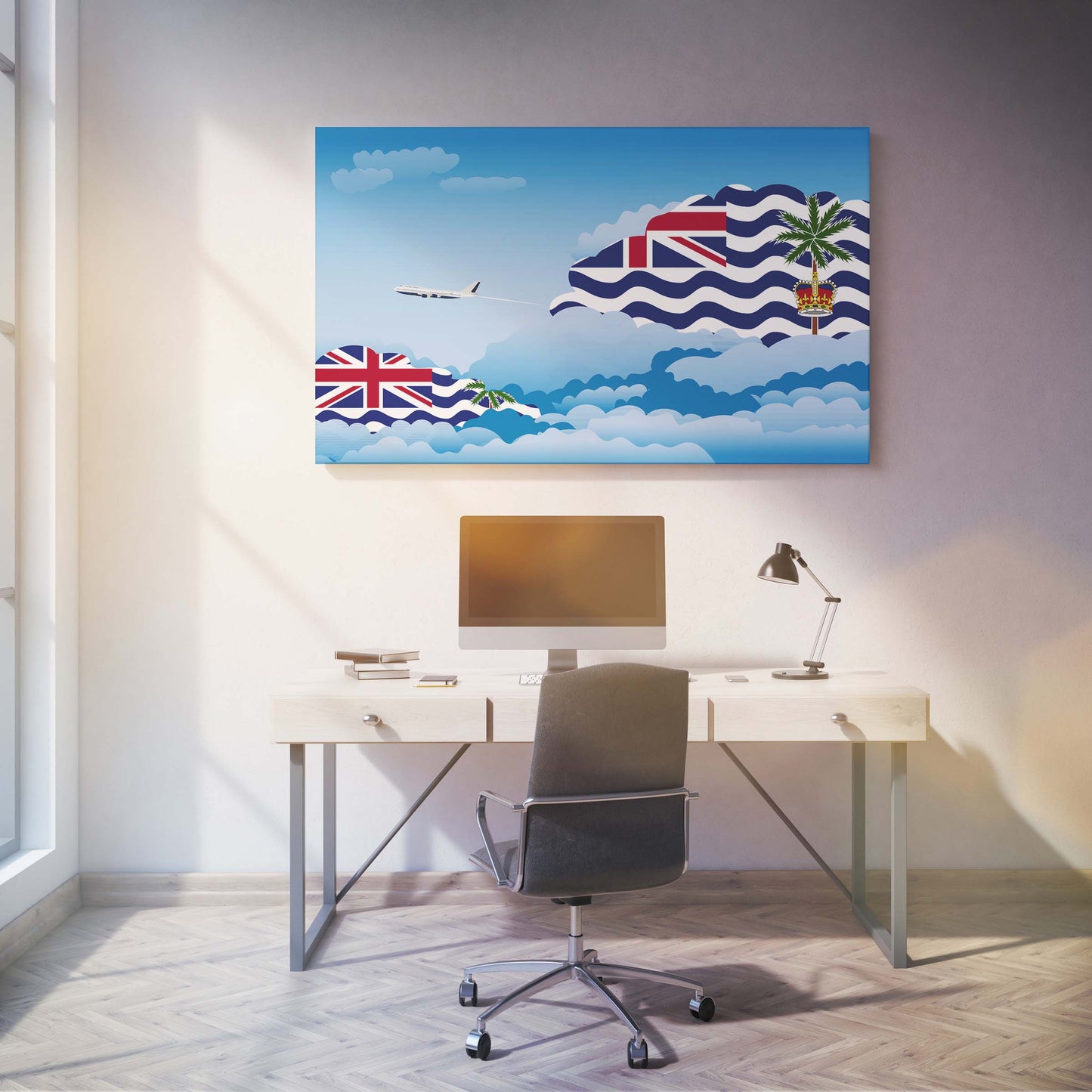 British Indian Ocean Territory Flags Day Clouds Canvas Print Framed