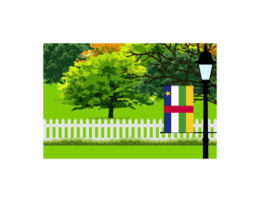 Central African Republic Flags Trees Street Lamp Canvas Print Framed