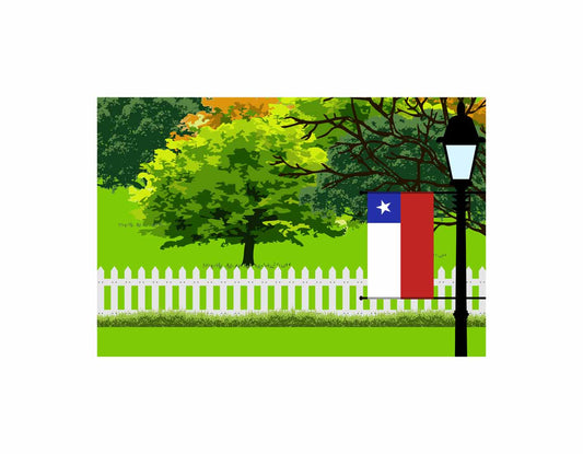 Chile Flags Trees Street Lamp Canvas Print Framed