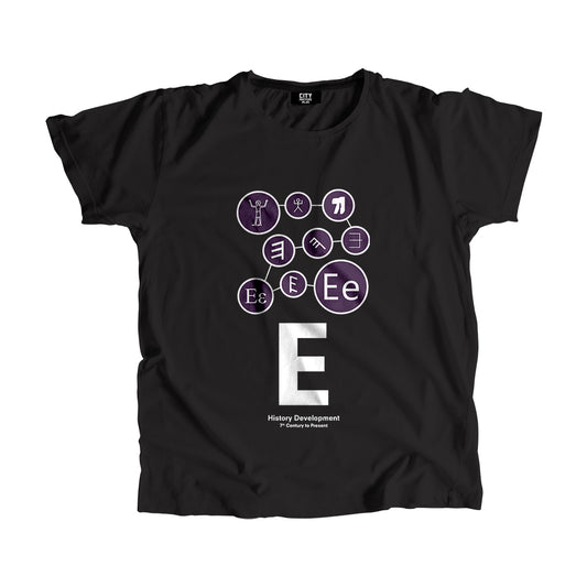 E Letter History Development Men Women Unisex T-Shirt