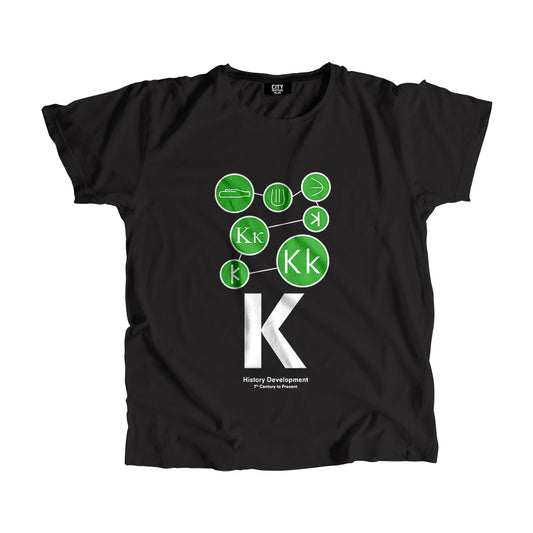 K Letter History Development Men Women Unisex T-Shirt