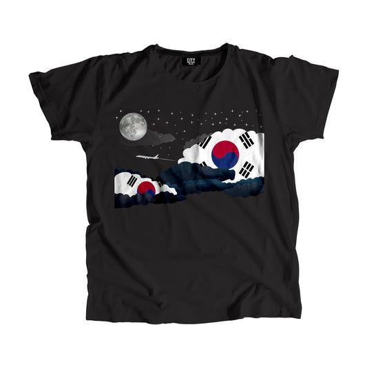 Korea, South Flags Night Clouds Unisex T-Shirt