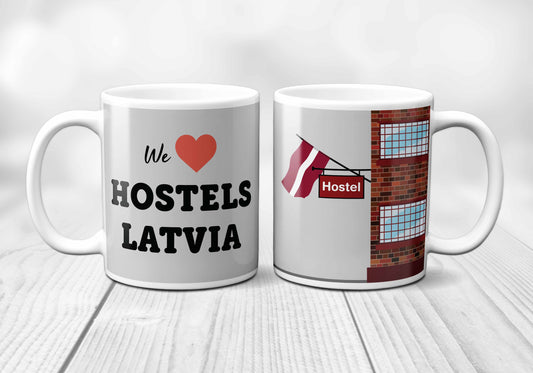 We Love LATVIA Hostels Mug