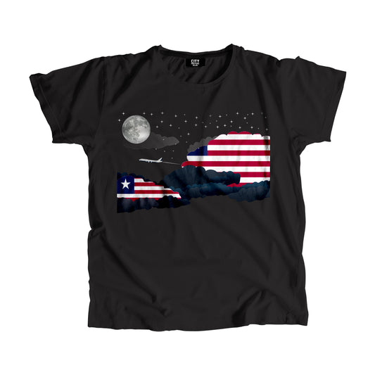 Liberia Flags Night Clouds Unisex T-Shirt