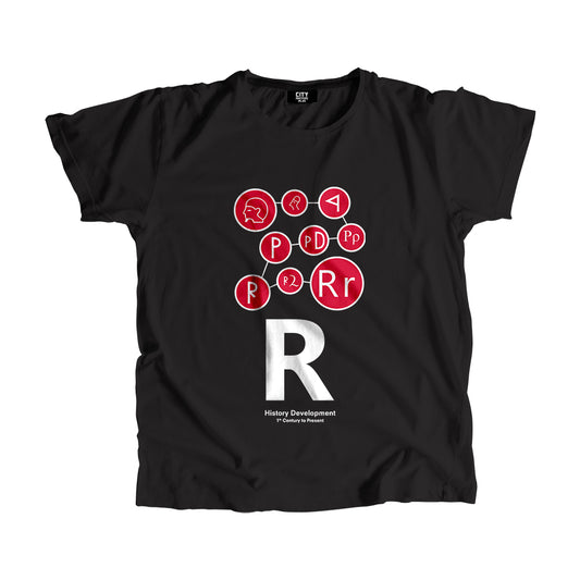 R Letter History Development Men Women Unisex T-Shirt