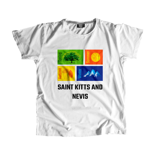 SAINT KITTS AND NEVIS Seasons Unisex T-Shirt (White)