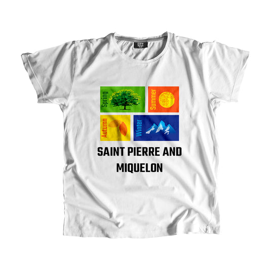 SAINT PIERRE AND MIQUELON Seasons Unisex T-Shirt (White)