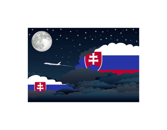 Slovakia Flags Night Clouds Canvas Print Framed