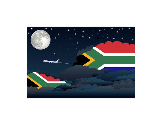 South Africa Flags Night Clouds Canvas Print Framed