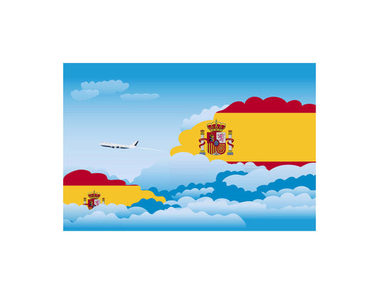 Spain Flags Day Clouds Canvas Print Framed