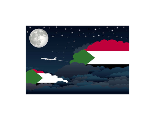Sudan Flags Night Clouds Canvas Print Framed