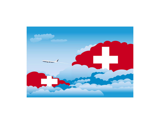 Switzerland Flags Day Clouds Canvas Print Framed