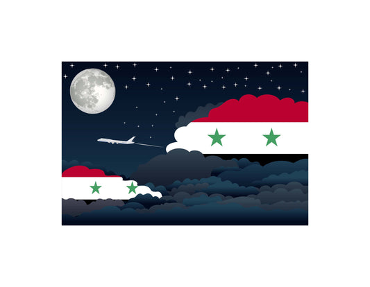 Syria Flags Night Clouds Canvas Print Framed