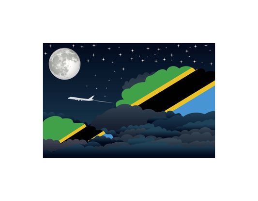 Tanzania Flags Night Clouds Canvas Print Framed