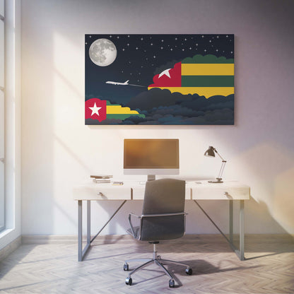 Togo Flags Night Clouds Canvas Print Framed