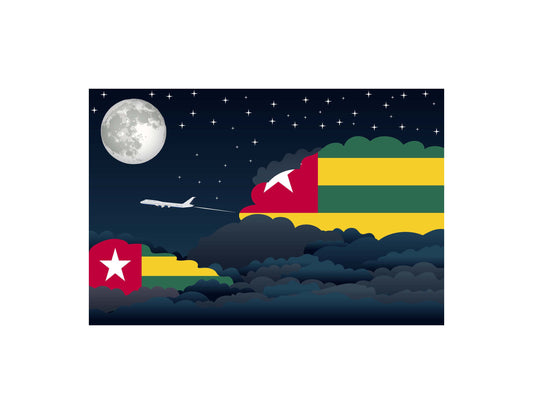 Togo Flags Night Clouds Canvas Print Framed