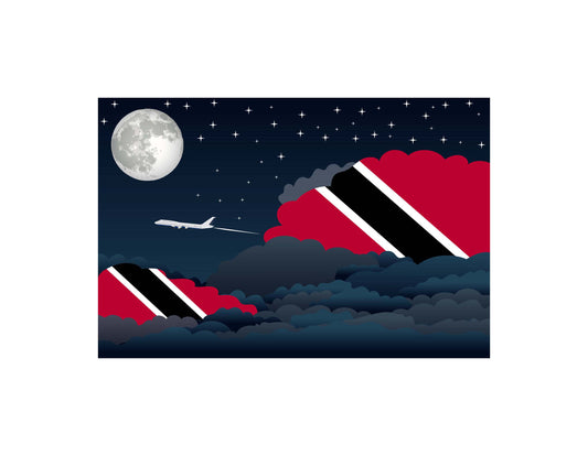 Trinidad and Tobago Flags Night Clouds Canvas Print Framed
