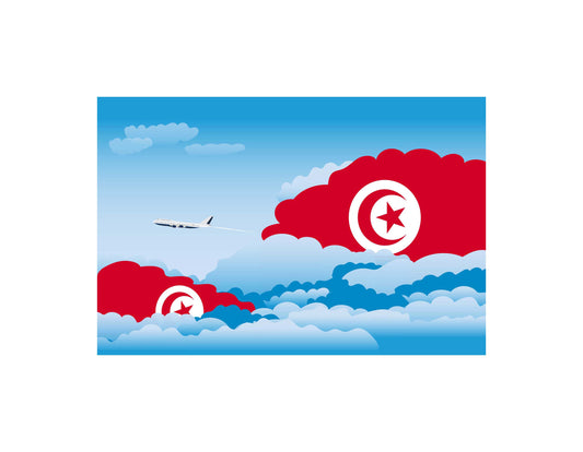 Tunisia Flags Day Clouds Canvas Print Framed