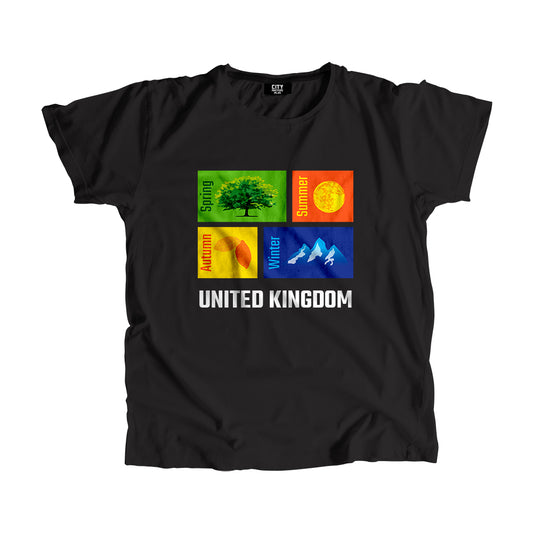 UNITED KINGDOM Seasons Unisex T-Shirt (Black)