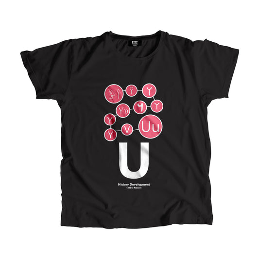 U Letter History Development Men Women Unisex T-Shirt