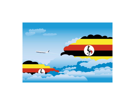 Uganda Flags Day Clouds Canvas Print Framed