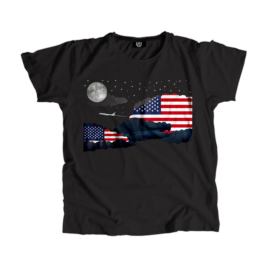 United States Flags Night Clouds Unisex T-Shirt