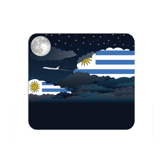 Uruguay Flag Night Clouds Mouse pad 