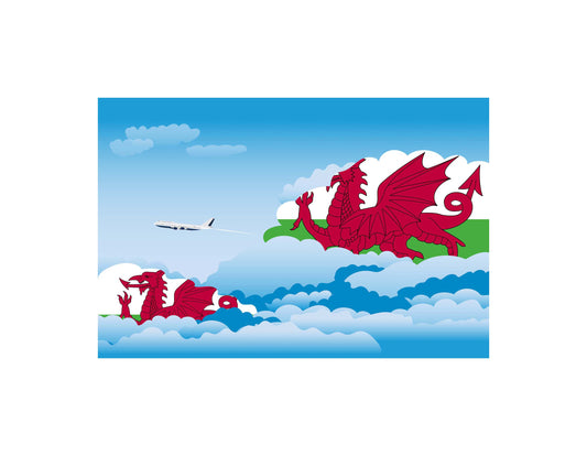 Wales Flags Day Clouds Canvas Print Framed