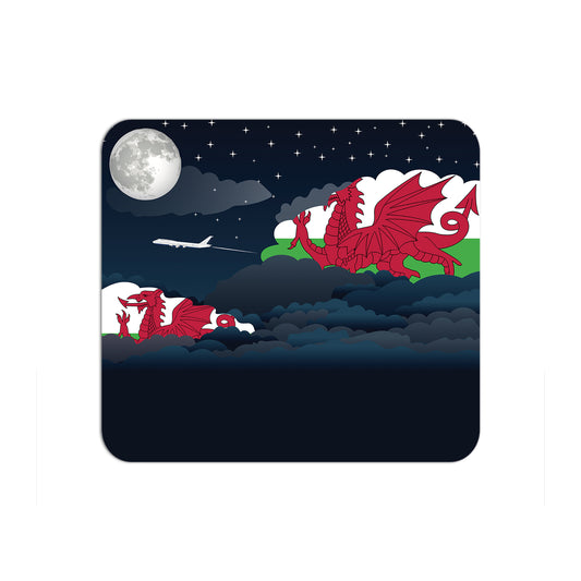 Wales Flag Night Clouds Mouse pad 