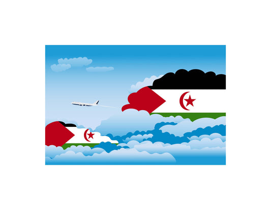 Western Sahara Flags Day Clouds Canvas Print Framed